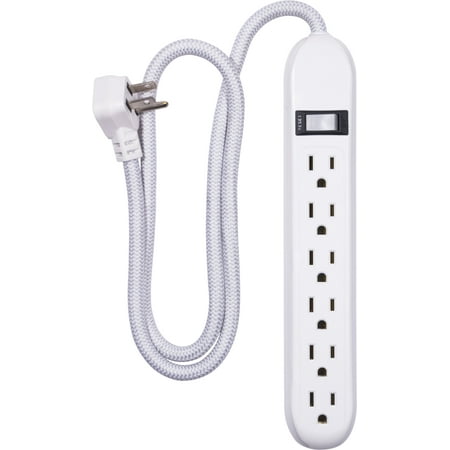 

Cordinate 6-Outlet Power Strip 3 ft Braided Cord White 41638