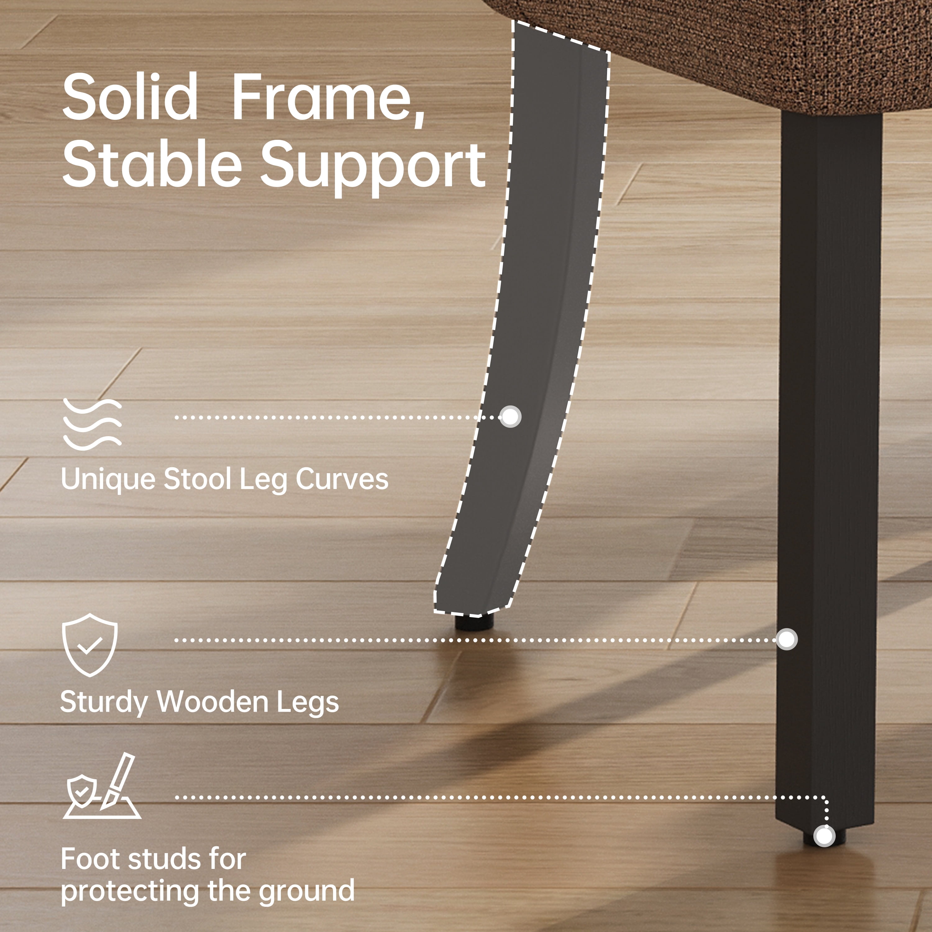 Vknow Furniture Durable Polyester Dining Chairs Set of 4 with Cutout Back and Wood Legs for Dining Room Kitchen,Brown