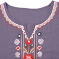 thumbnail image 5 of Gkeoshab 2026 Women's Colorful Floral Embroidered Cotton Linen Top Loose Comfortable Round Neck Half Sleeve Blouse for Spring Summer Light Violet M, 5 of 8