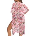 thumbnail image 5 of HELLHERO Hummingbirds Flowers Bathing Suit Cover Up Casual Polyester Loose Kimono Swimsuit Cover up, 5 of 6
