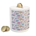 thumbnail image 2 of Pastel Piggy Bank, Peonies Daisies Tulips Colorful Doodle Style Botanical Garden with Heart Shapes, Ceramic Coin Bank Money Box for Cash Saving, 3.6" X 3.2", Multicolor, by Ambesonne, 2 of 4