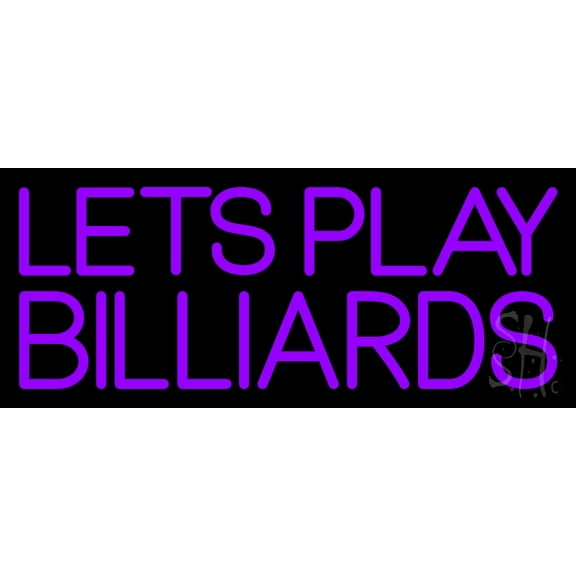 Lets Play Billiard 1 LED Neon Sign 6 x 15 - inches, Black Square Cut Acrylic Backing, with Dimmer - Bright and Premium built indoor LED Neon Sign for wall dcor, arcarde, and storefront.