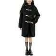 thumbnail image 2 of NAISIBABY Kids Girls Overcoat (5-15T), Thermal Lined College Style Hooded Retro Buttons Winter Warm Mid Length Coat Black 14T, 2 of 9