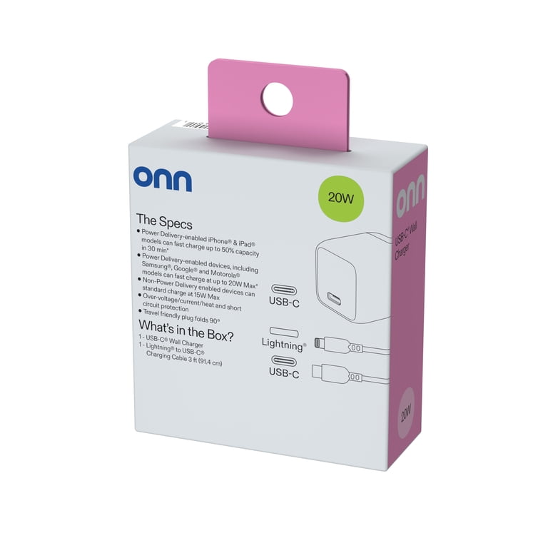 onn 20W USB-C Wall Charger, Foldable Plug photo 7