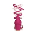thumbnail image 3 of BLISSFUL STEP Women's Shoes Lace Up Faux Suede Open Toe Chunky Heel Sandals Hot Pink 7.5, 3 of 8