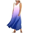 thumbnail image 1 of CHOK Robes d'Été Décontractées Femmes Coton Lin à Fleurs Robe Maxi Femme Sans Manches Débardeur Longue Fluide Robe Bohème Robes d'Été Fluides pour Adolescentes avec Poches Gris Foncé 3TG, 1 of 7