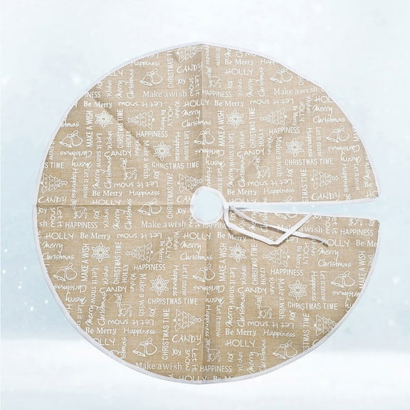 TABLZONE Beige Christmas Tree Skirt for Holiday Decoration, Festive Xmas Tree Base Cover, and Stylish