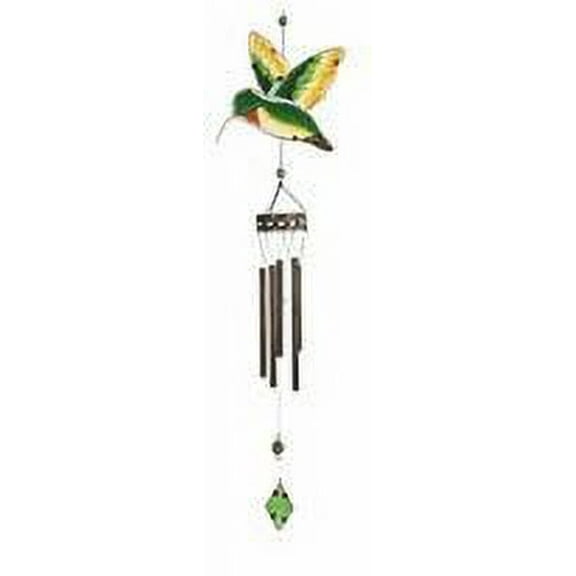 FC Design 40" Long Green and Yellow Hummingbird Wind Chime with Gem Garden Patio Decoration