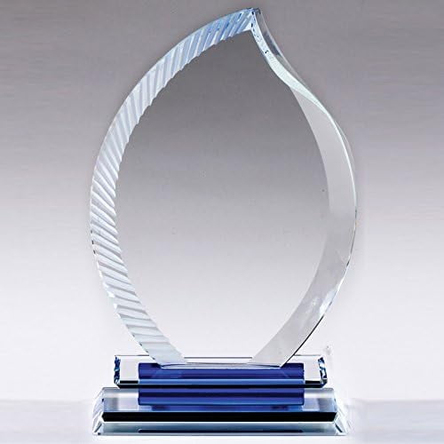 Personalized Optical Crystal Blue Flame Award Trophy, Work and Business Achievement, Customizable Corporate Gifts, 7 Inch$$Gift Supply & Awards