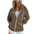 thumbnail image 2 of Borniu Women's Full Zipper Up Hoodie Fall Jacket Oversized Casual Drawstring Hooded Sweatshirts with Pockets,Teen Girl Pullover Tops Long Sleeve Hooded Blouse Sweatshirt Clearance Gifts, 2 of 5