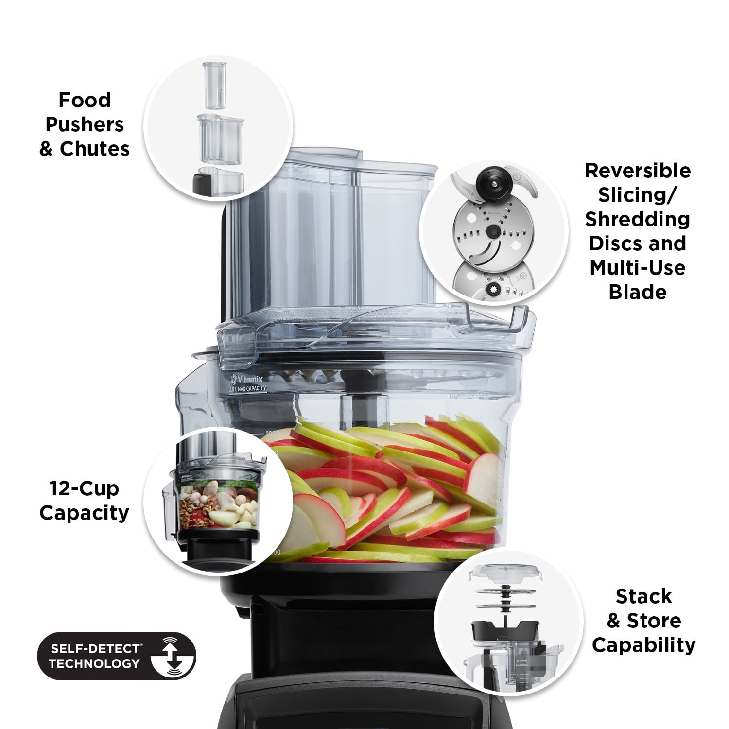 Vitamix 67591 12 Cup Food Processor Attachment Only Black/Clear New Open  Box