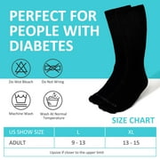 3 Pairs Cotton Diabetic Socks for Men and Women,UNEEI Extra Wide Calf Socks for Swollen Feet, Comfortable & Non-Binding Fit Crew Socks, Size 9-13