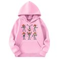 thumbnail image 4 of KPOPLK Halloween Sweatshirts for Teen Girls Kids Long Sleeve Hoodie Cute Skeleton Print Hoodie Drawstring Pullover Kids Clothes Pink,Size 11-12 Years, 4 of 4