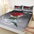 thumbnail image 3 of Homewish Valentine'S Day Rose Bed Sheets,Romance Flower Floral King Sheets,Red Gray Sheet Set For Men Women,Luxury Bedroom Decor,4pcs, 3 of 7