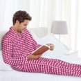 thumbnail image 6 of Balery Pink Gingham Pattern Pajama Sets for Men Long Sleeve 2 Piece Sleepwear Loungewear Sets Soft PJ's with Pockets Long Sleeve Comfy Pj Sets-Large, 6 of 7