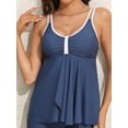 thumbnail image 3 of Charmo Ruched V Neck Swim Tops for Womens Flowy Tankini Tops Padded Bathing Suit Tops(No Bottoms）, 3 of 5