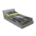 thumbnail image 3 of Ambesonne Scenery Fitted Sheet & Pillow Sham Set, Rock Tree in Waterfall, Queen, Black White and Green, 3 of 3