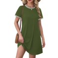 thumbnail image 6 of Efsteb Womens Summer Sundresses Short Sleeve Casual T Shirt Dress Crewneck Sundresses Beach Vacation Pockets (Green,XXL), 6 of 8
