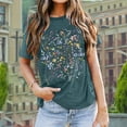 thumbnail image 2 of DHFJKG Graphic Tee For Women Short Sleeve T Shirt Floral Printed Round Neck Loose Fit Lightweight Summer Soft Tops, 2 of 4