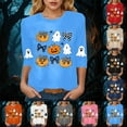 thumbnail image 5 of zaveiop Halloween Shirts for Women 2025 Casual Round Neck and Three Quarter Sleeves Funny Holiday Graphic Tee Fall Winter Loose Fit Tops (Red, XXL), 5 of 6