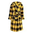 thumbnail image 6 of SHTXOZHI Plaid Robes for Women Warm Hooded Bathrobe Knee Length Sleepwear Long Sleeve Homewear with Pockets and Belt, 6 of 7