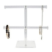FROG SAC 2 Tier Acrylic Necklace Holder, Clear Bracelet Display Jewelry Stand Organizer, Headband Tree Displays Towers, Earring Tower Stands for Women and Girls
