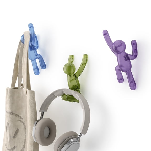 Umbra Buddy Wall Hooks – Decorative Wall Mounted Hooks Set of 3, Assorted Gem Colors