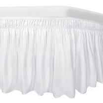 Modern Bed Skirt for Twin Full Bed, 14 Inch Drop, Adjustable Elastic Fit, Soft Microfiber Ruffled Hem, Quick Installation Design (White)