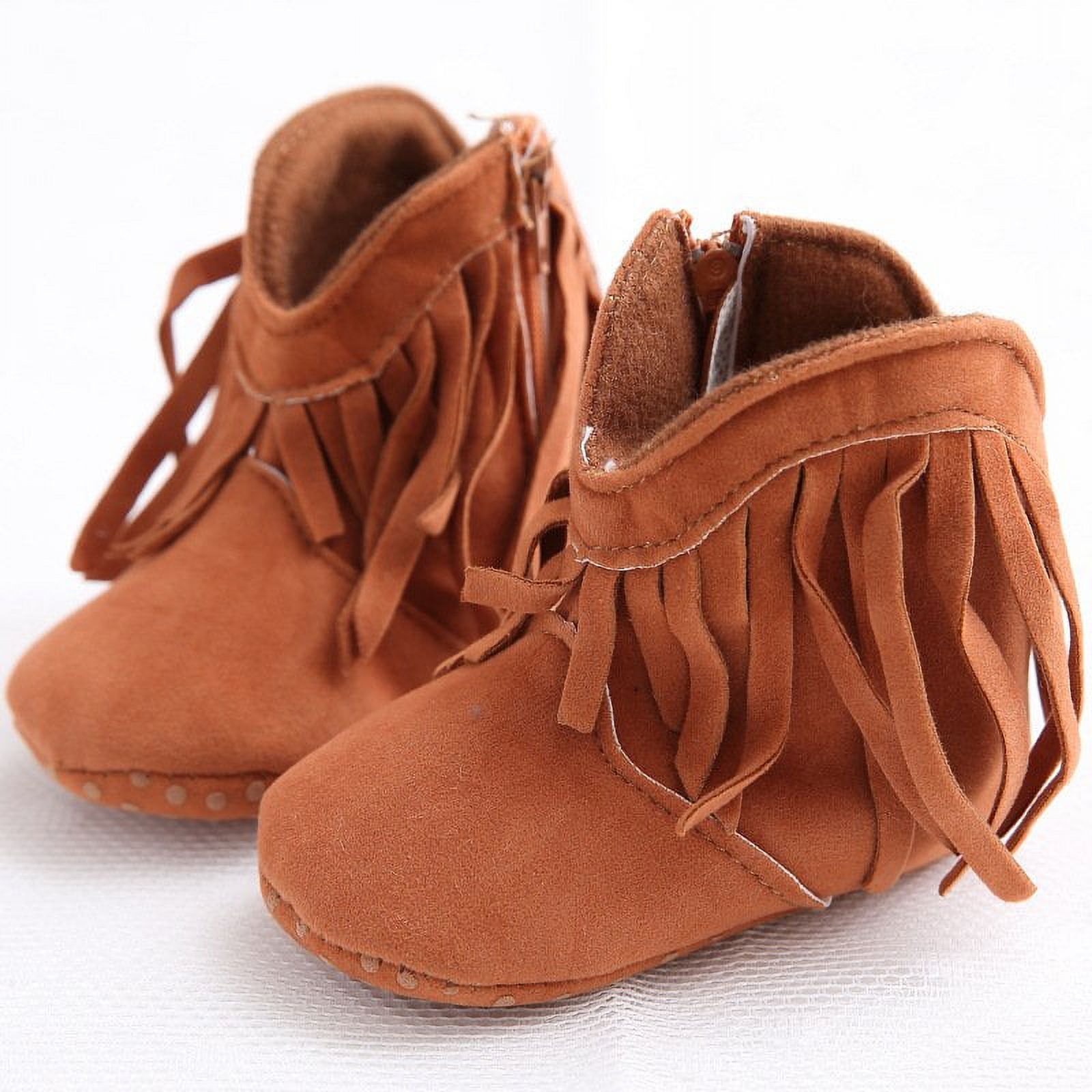 Baby Girls Cowboy Tassel Boots Side Zipper Moccasins Soft Bottom Non-Slip Toddler Shoes - image 3 of 6