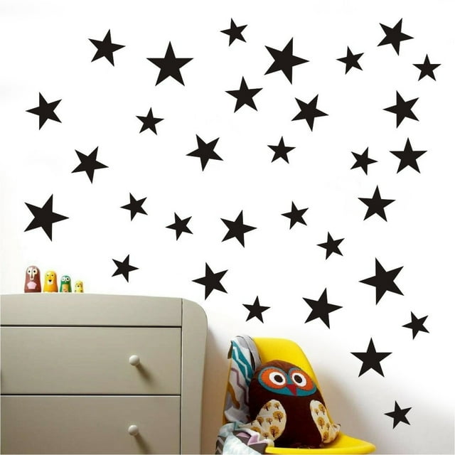 Fiudx Juego de Pegatinas de Pared de Estrellas, Vinilo Reutilizable, Varios Tamaños (5 Cm, 4 Cm y 3 Cm), Fácil Aplicación, Pvc Ecológico, Decoración para Dormitorio Infantil, Efecto Desodorizante, Re