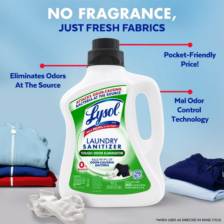Lysol Sport Laundry Sanitizer, Rinse Fabric Disinfectant, 90oz
