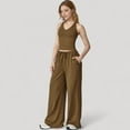 thumbnail image 3 of Women's Cropped Active Tank Top with Built-In Bra and Racerback Design - Medium, Brown, 3 of 6