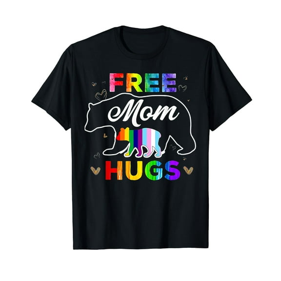 LGBTQ Pride Mama Bear Free Mom Hugs T-Shirt Funny Cute Gift Mom LGBT Mama Mothers Day Tee