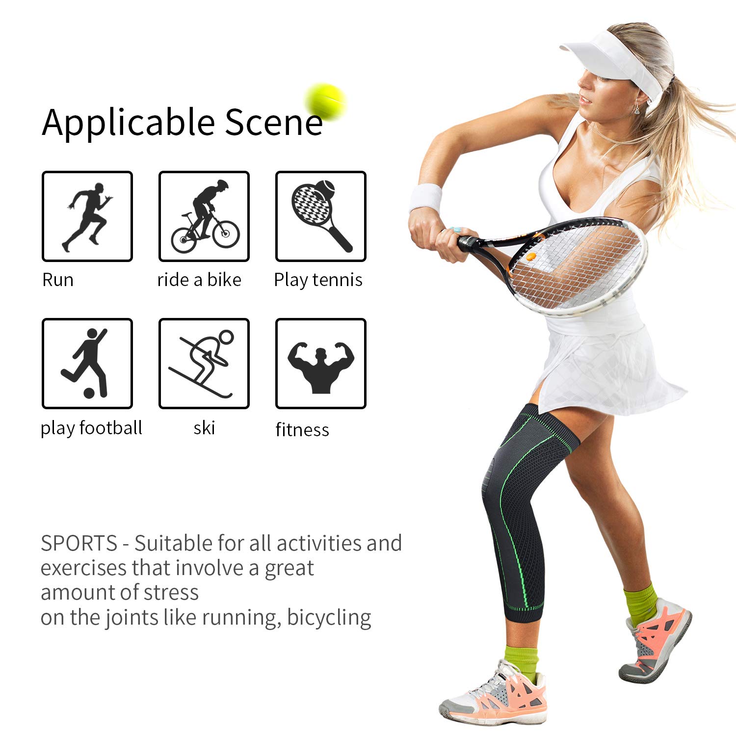 GOUNOD Full Leg Long Knee Compression Sleeve,Non-Slip Arthritis Pain Relief and Weightlifting,Knee Support for Men & Women