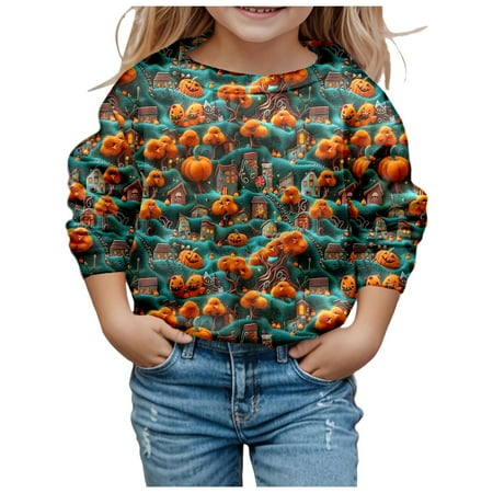

Children Fashion Cute Printed Crew Neck Hoodless Long Sleeve Sweatshirt Tween Girl Sweater Kids Athletic Hoodies Kids Comfy Hoodie Blanket Zip up Girls Sweatshirt Hoodie Girls Kids Blanket Hoodie for