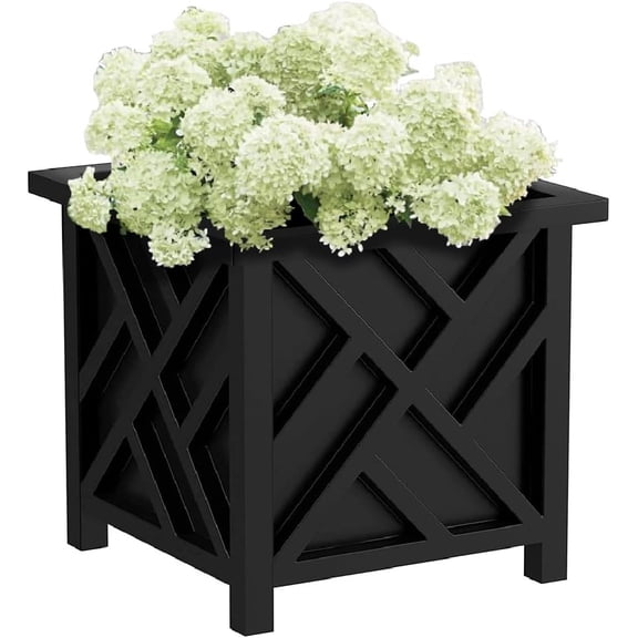 Chippendale Planters. Set of 2 .Black. Great for Outdoor Decor, Patio and Lawn