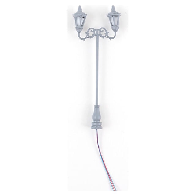 Xingzhi Lampes de Jardin Extérieures à Double Tête Modèle Échelle 1:87 Mini Mini Lampadaire Jardins Table de Sable Chemin de Fer Gris (Blanc Chaud)