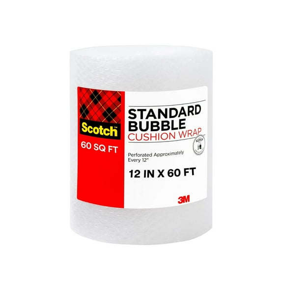 Scotch Bubble Cushion Wrap, 60ft. x 12in., Standard Bubble, 1 Roll