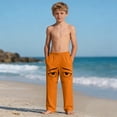 thumbnail image 6 of Boys Face Expression Print Sweatpants Novelty Sweat Pants Summer Funny Beach Trousers for Kids 4-14 Years Orange A 11-12 Years, 6 of 7