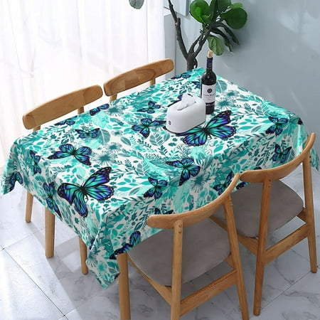 

WISH TREE Butterfly Botanic Garden Green Table Cloth for Spring Summer Waterproof Tablecloth for Kitchen Dining Room Picnic Party Weddings Outdoor Indoor Table Cover