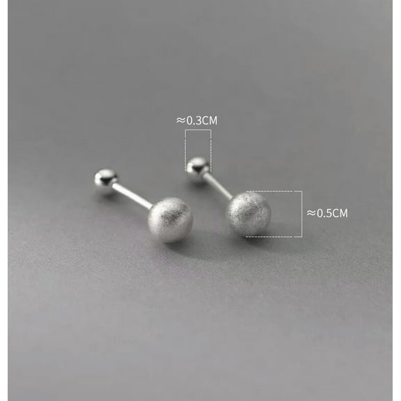 K-KED 925 Sterling Silver Round Plain Ball Stud Earrings Sleepers 5mm Screw Backs