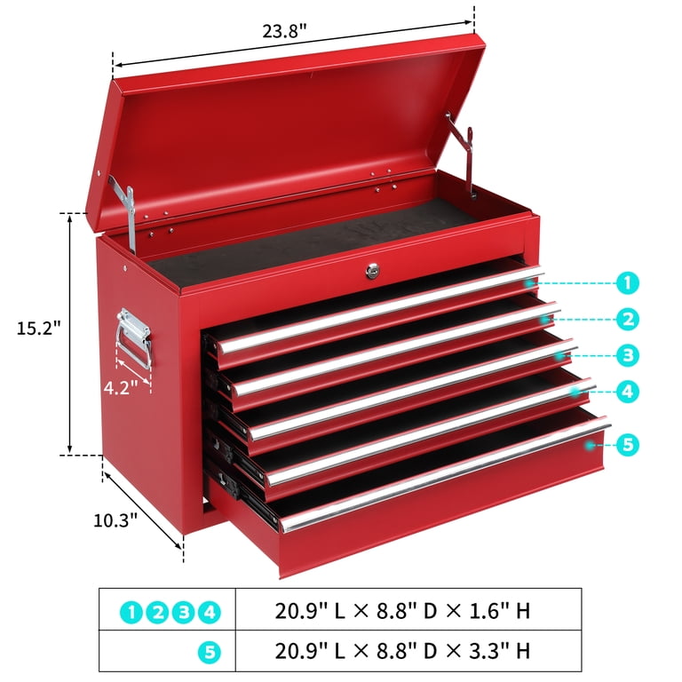 Ktaxon Rolling Metal Tool Box, 5-Drawer Portable Steel Toolbox