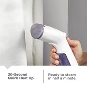 BLACK+DECKER Compact Handheld Garment Steamer, 1000W, 30-Second Heat Up, 6-Minutes of Continous Steam, 10.8 fl oz Detachable Water Tank, Lavender & White