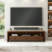 Techni Mobili Elegant Modern TV Stand for TVs up to 75" with Storage, Wood-like Finish, Hickory Brown RTA-8895-HRY