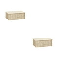 thumbnail image 4 of relayinert Paper Rattan Storage Basket - Durable And Convenient For Anywhere Wide Storage Container High-capacity Makeup Organizer Beige Large 36*26*15 2Set, 4 of 6
