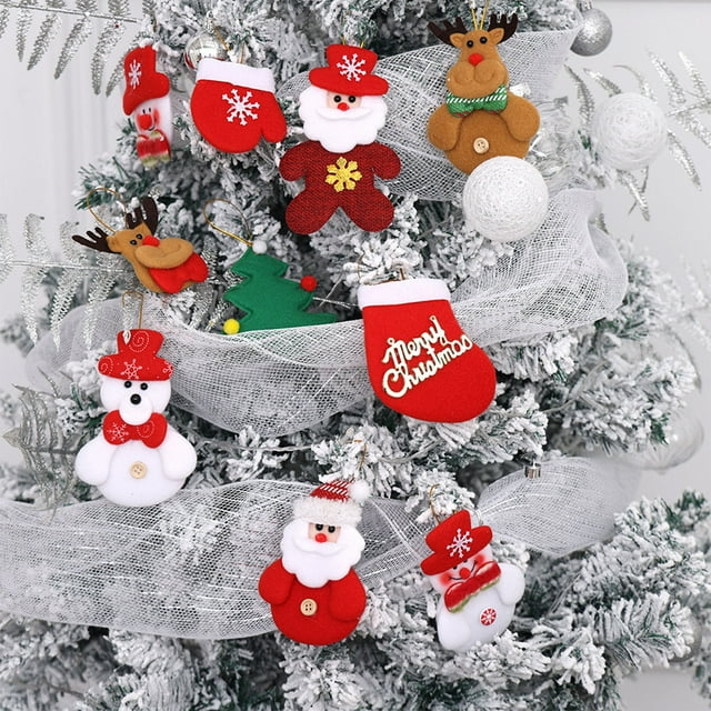 Adornos Navideños, Lindas Muñecas Navideñas, Colgantes para Árbol de Navidad, Colgantes de Muñecas de Tela Navideñas, Juego de 10 Piezas, 1 de Cada Uno