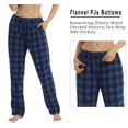 thumbnail image 3 of LNFINTDO 2 Pack Women's Pajamas Pants Flannel Pjs Bottoms for Sleep Loungewear Soft Comfy Cotton Pj for Women, Red & Blue Plaid, Large, 3 of 7