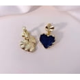 thumbnail image 3 of Clip on 1 1/4" bent gold and blue dangle heart screw back earrings, 3 of 4