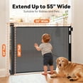 thumbnail image 3 of 70 Inch Wide Retractable Baby Gate for Doorways, Extra Long Dog Gate Indoor Pet Gate Retractable Gate Outdoor Gates for Decks, Extra Long  Gates for Large Openings, Black, 3 of 8
