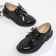 thumbnail image 4 of Cathalem Toddler Boys Girls Dress Shoes PU Leather Lace Up Wedding School Uniform Loafer Flats Boys Dress Shoes 8-12.5 Years (Black,11.5-12 Years), 4 of 8